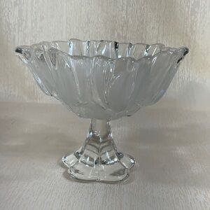 Vintage Mikasa Tulips Satin Frosted Crystal Footed Compote Bowl